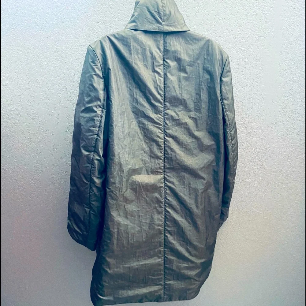 Nicole Farhi Faux Leather Trench Coat w/ Magnetic Closures - US 6